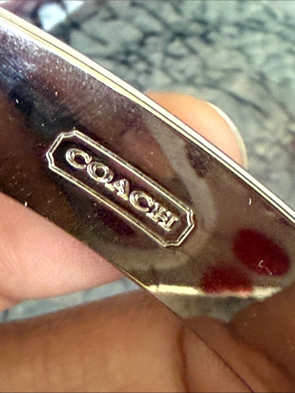 Coach Silver-Tone Bangle with Signature Pattern - Picture 4 of 7